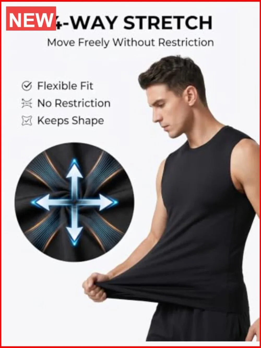 5 Pack Men's Athletic Compression Tank Tops Sleeveless Workout Shirts Base Layer